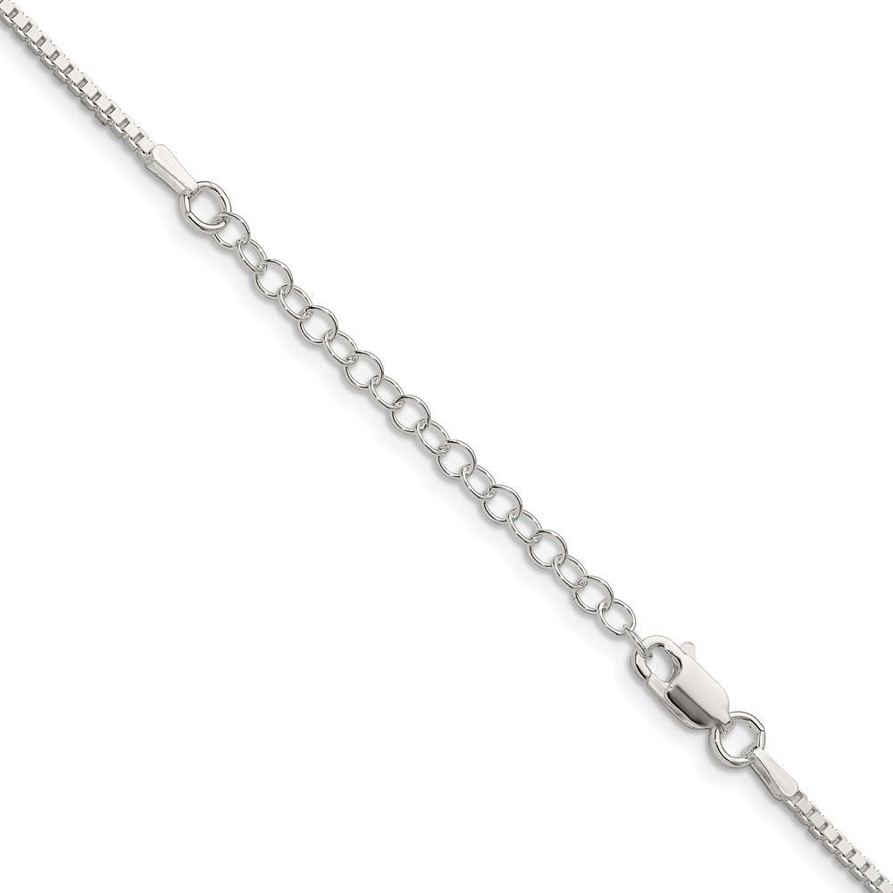 Sterling Silver 1.5mm Box Chain w/2in ext. 18 Inches