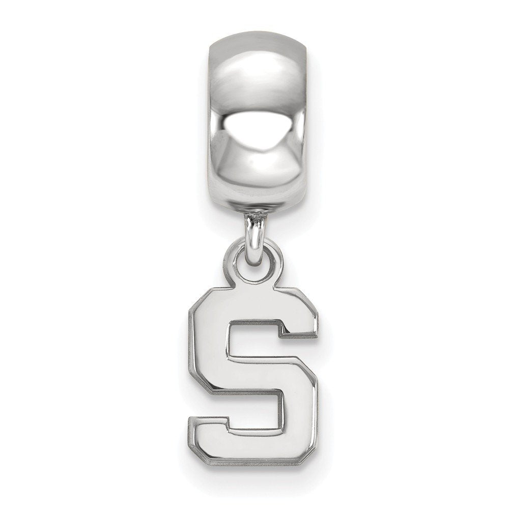 Sterling Silver Rhodium-plated LogoArt Michigan State University Letter S Extra Small Dangle Bead Charm