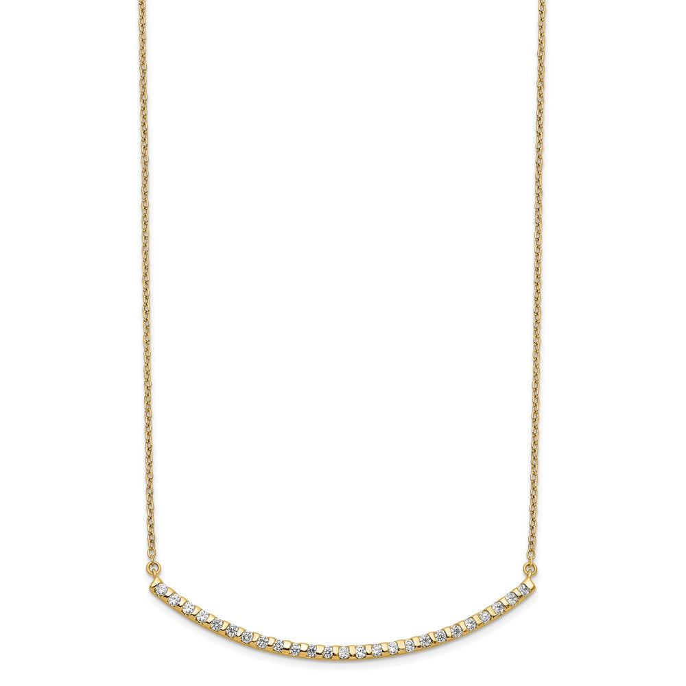 14k 1/2 carat Lab Grown Diamond VS/SI+ G+ 18 inch Curved Bar Necklace