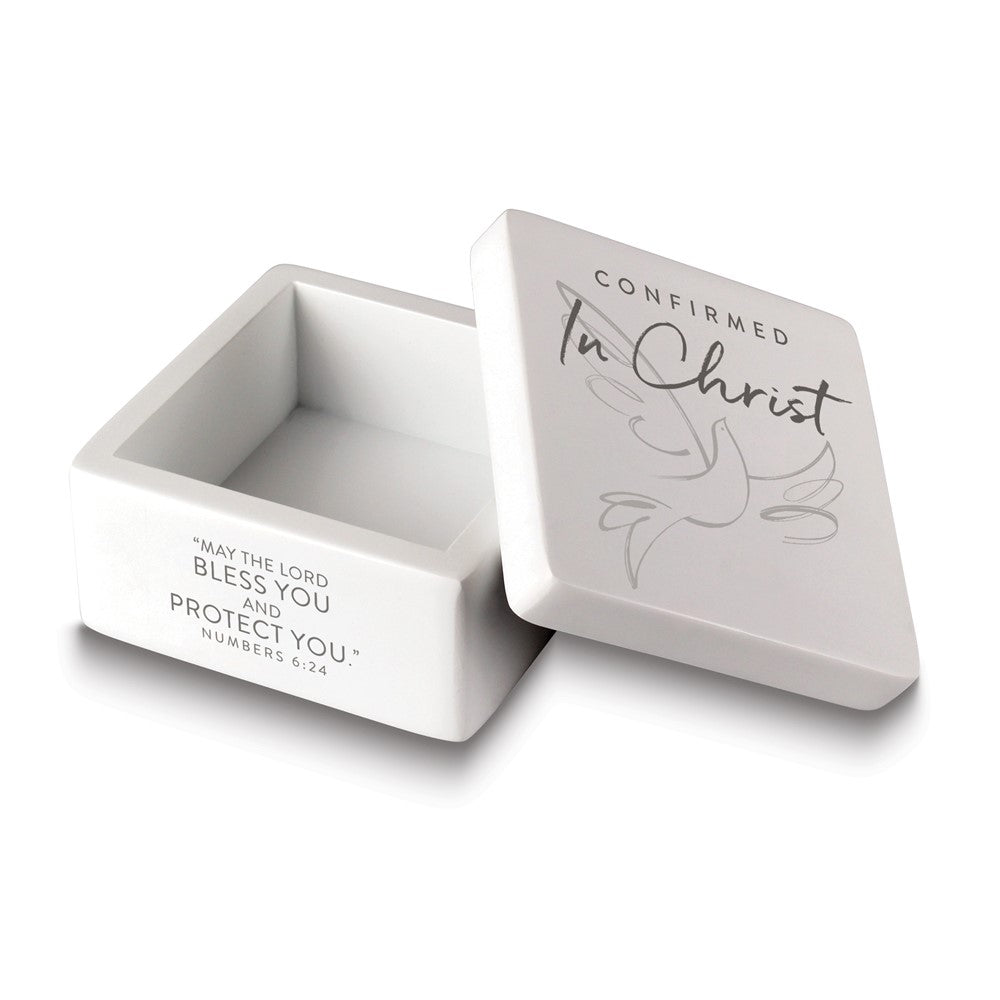 Confirmed In Christ White Resin Keepsake Box