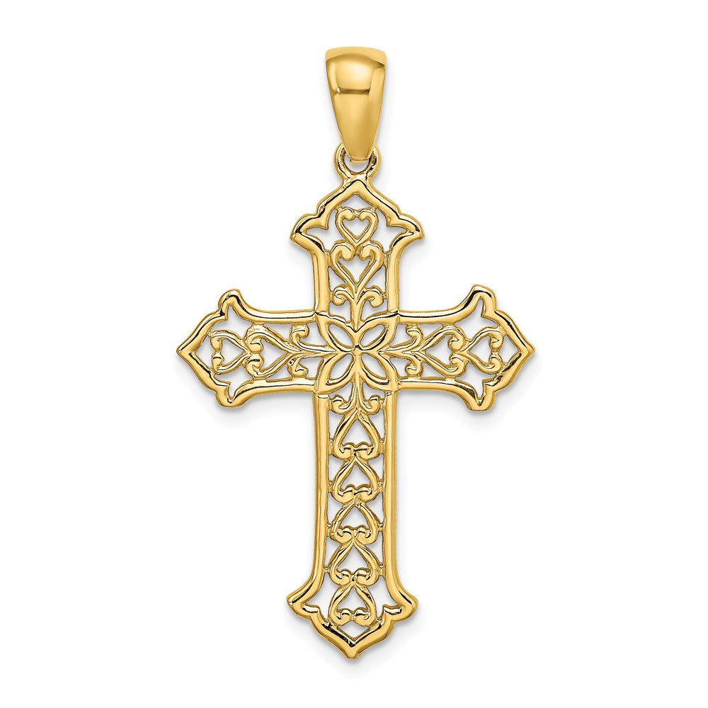 14K Cut-out Budded Cross Charm