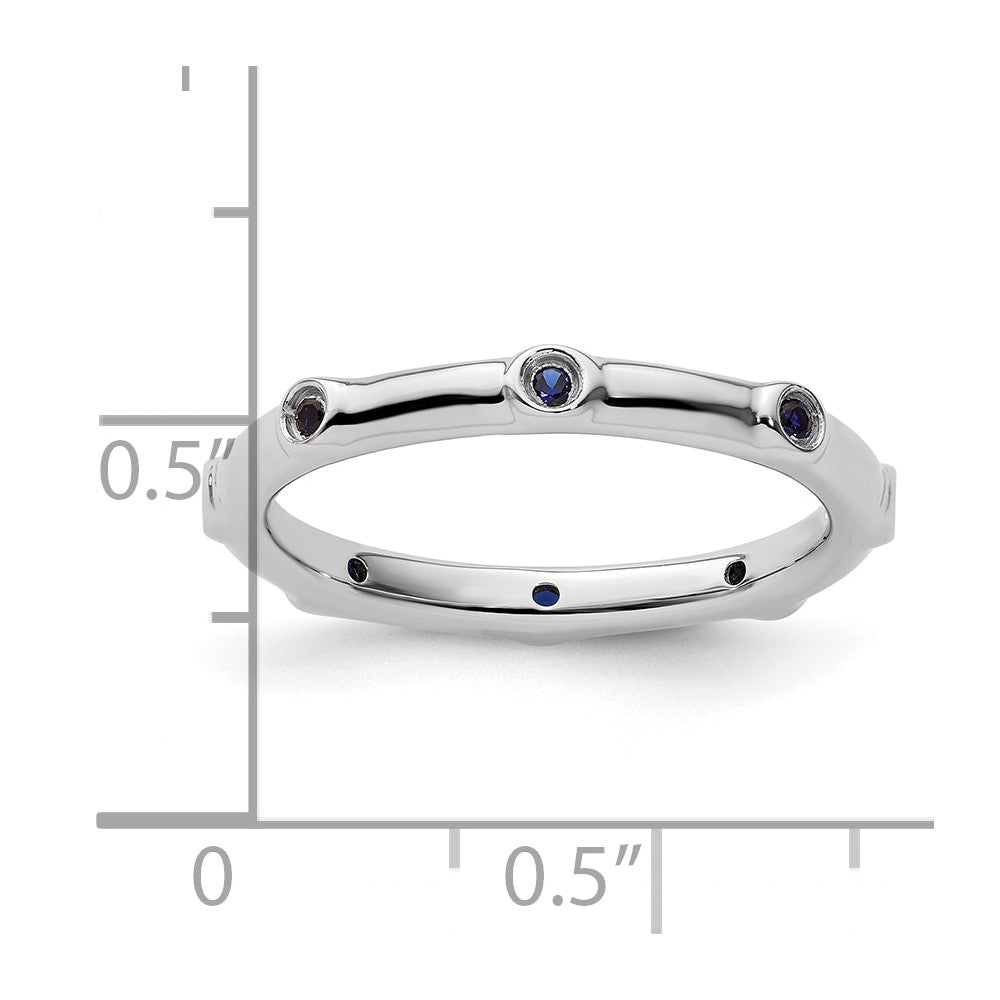 Sterling Silver Stackable Expressions Created Sapphire Ring Size -5