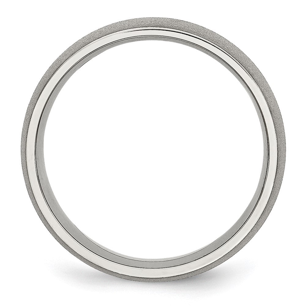 Stainless Steel Polished w/Stone Finish 7mm Band Size - 10.5