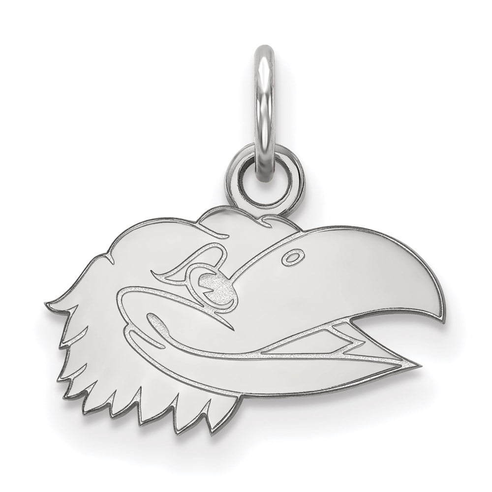Sterling Silver Rhodium-plated LogoArt University of Kansas Jayhawk Extra Small Pendant QSS060UKS