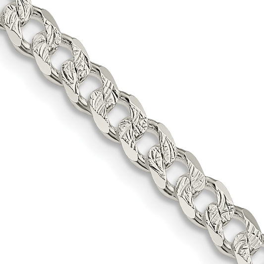 Sterling Silver 4.5mm Pave Curb Chain 30 Inches