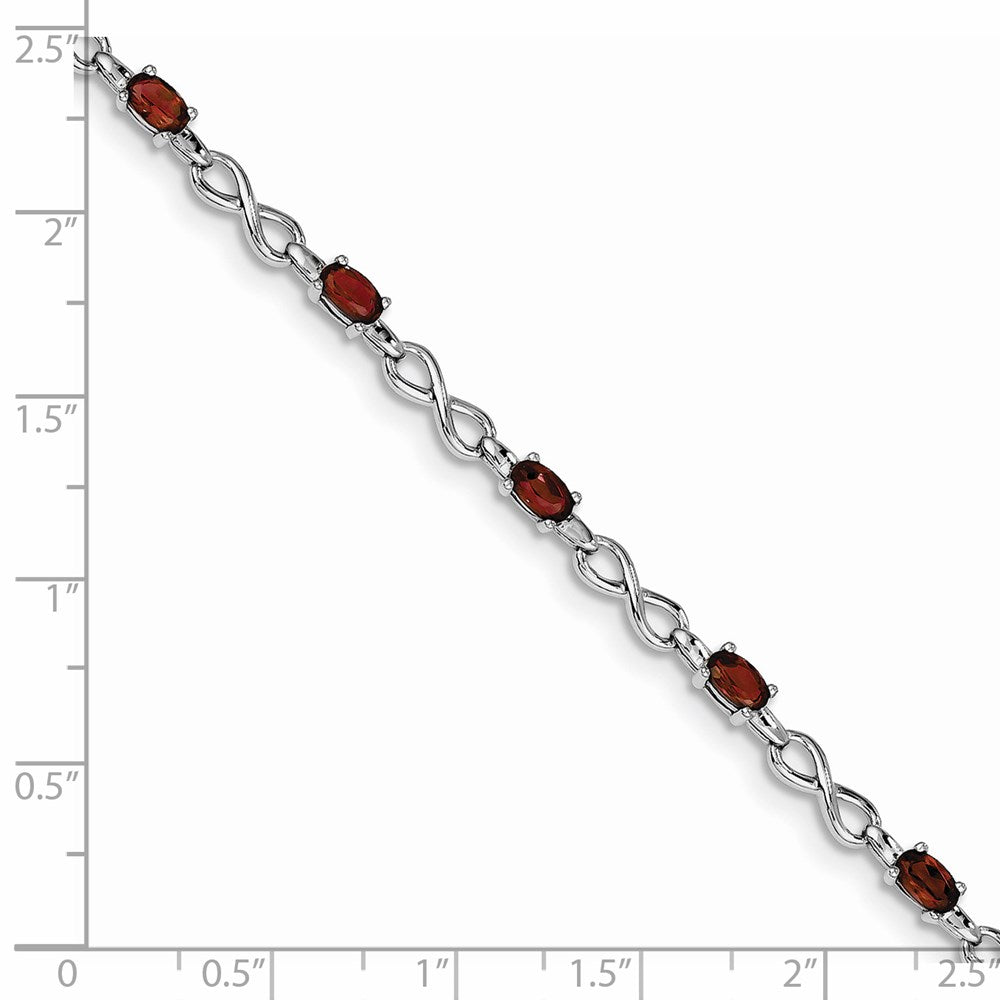 Sterling Silver Rhodium-plated Garnet Bracelet 7 inches