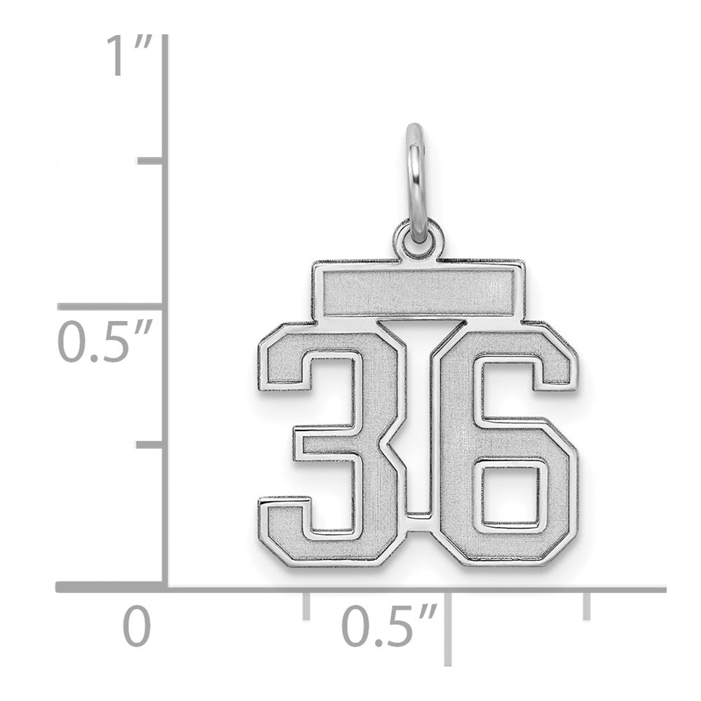 Sterling Silver/Rhodium-plated Satin Number 36 Charm