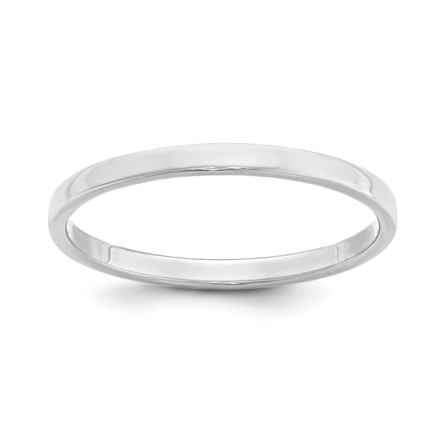 Sterling Silver Rhodium-plated 2mm Flat Size 4.5 Band