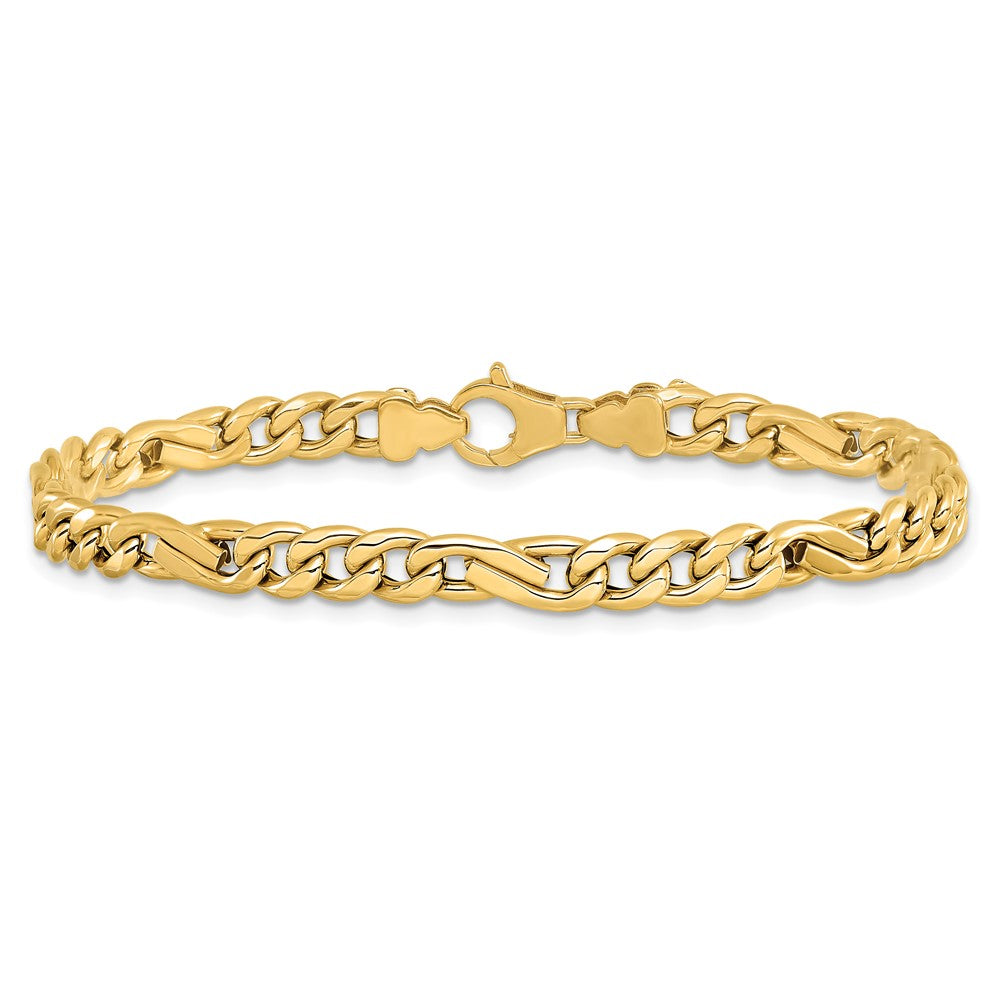 14K Polished Fancy Figaro Link Bracelet 7.5  inches