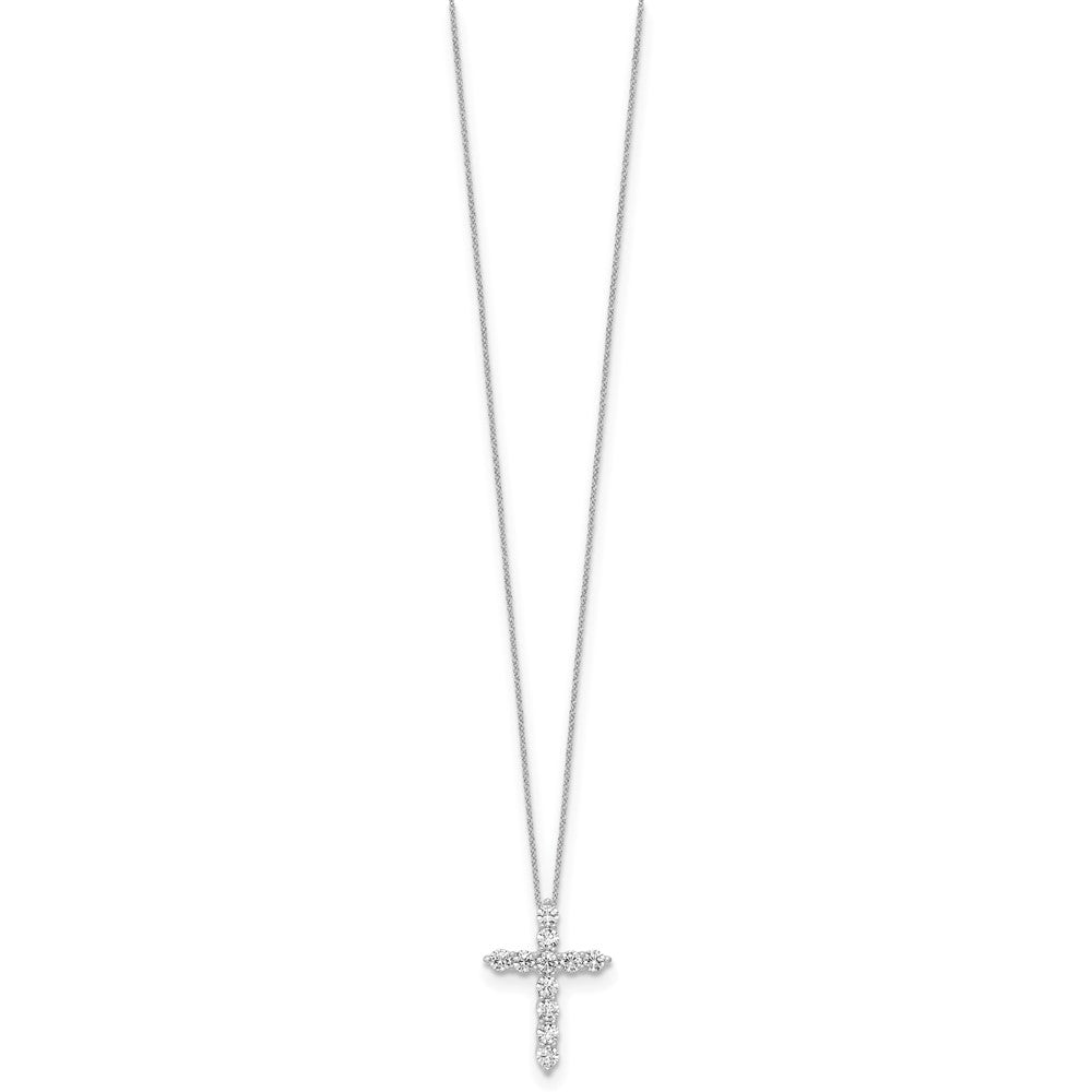 10k White Gold 3/4 carat Lab Grown Diamond VS/SI+ G+ 18 inch Cross Pendant Necklace