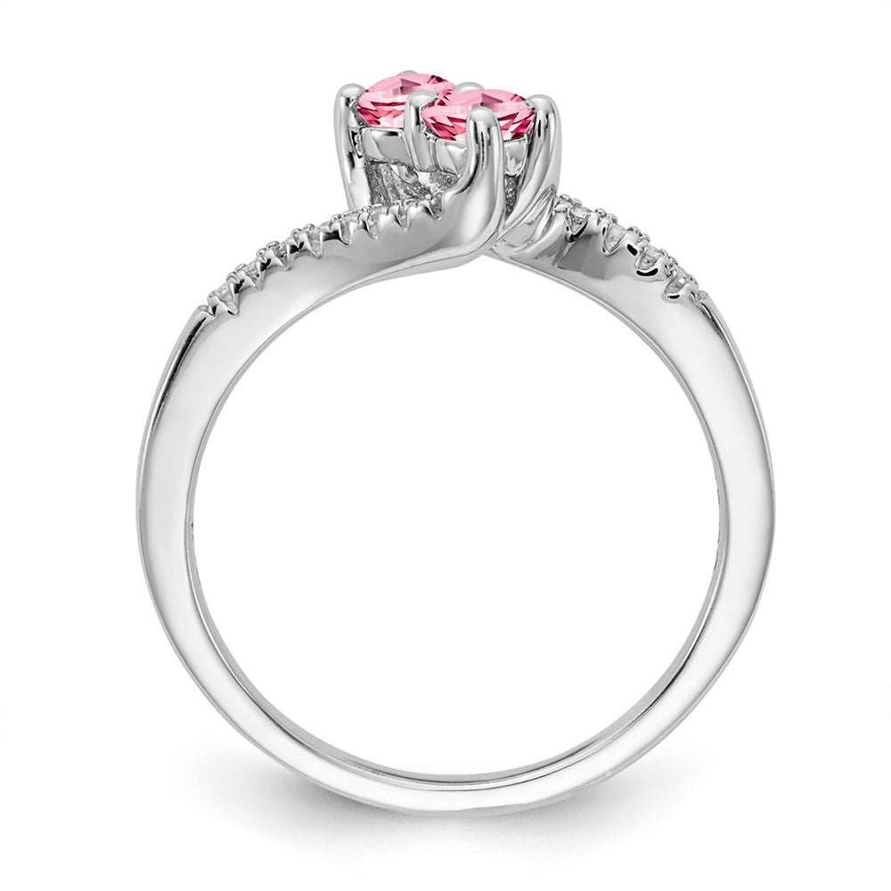Sterling Silver CR Pink Sapphire & Diamond Ring