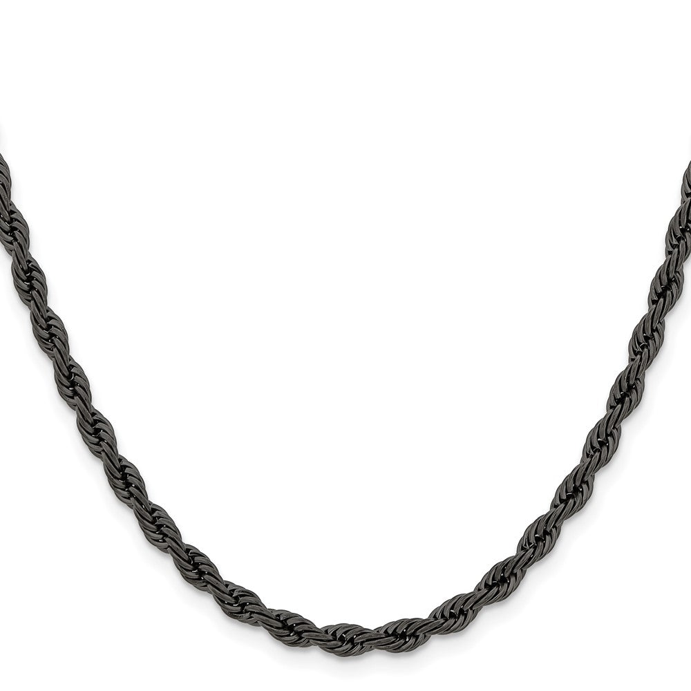 Stainless Steel Polished Black IP-plated 4mm 20 inch Rope Chain