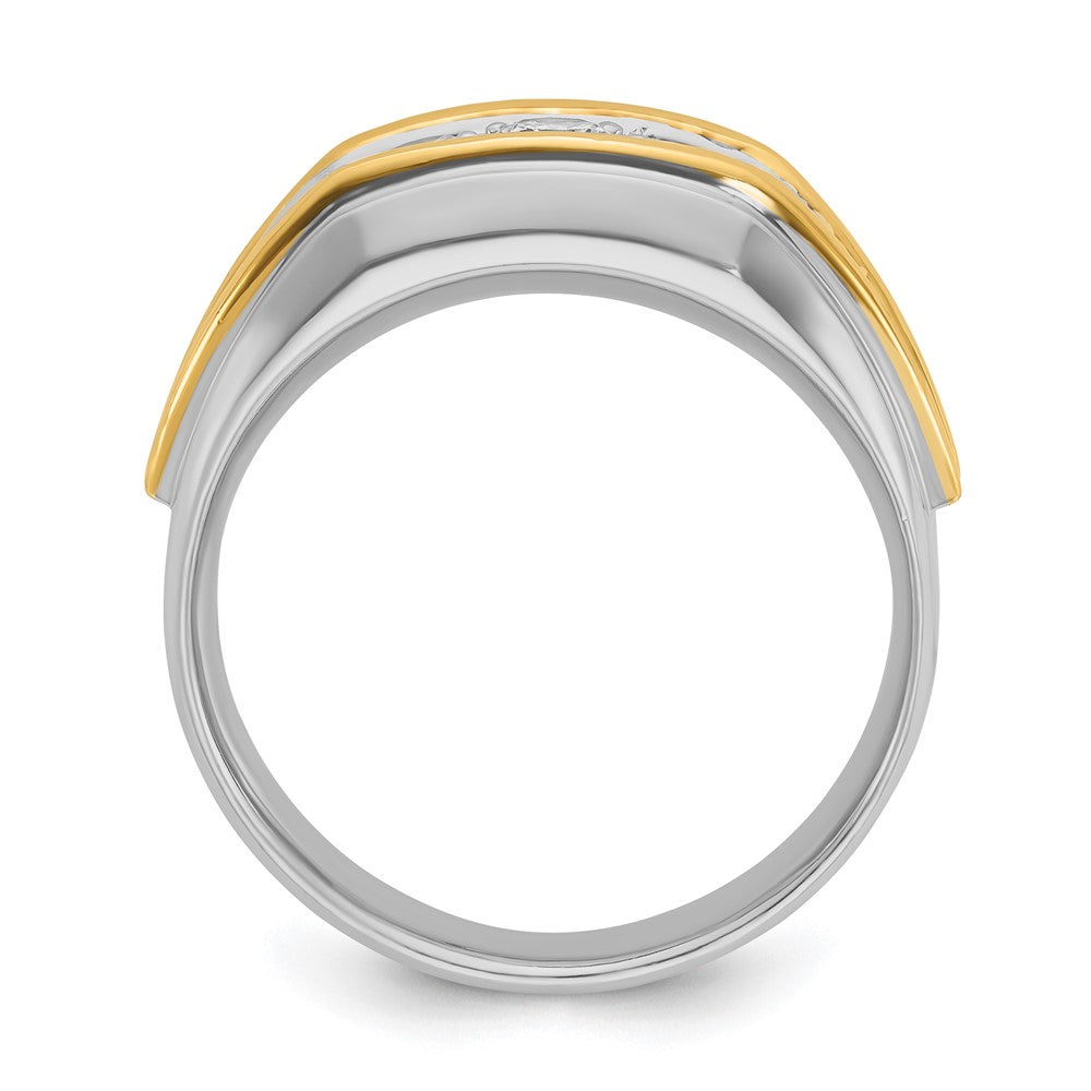 IBGoodman 14k Two-tone Men's Polished 3-Stone 1/2 Carat AA Quality Diamond Ring