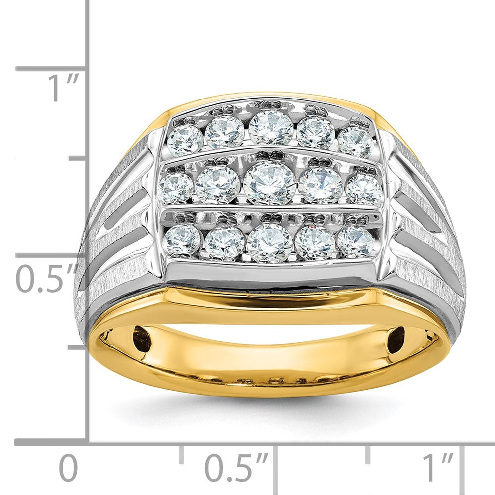 IBGoodman 14k Two-tone Men's Polished Satin and Grooved 3-Row Ring Mounting