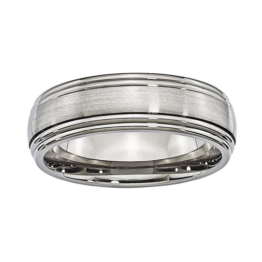 Titanium 7mm Double Grooved Edge Comfort-fit Band