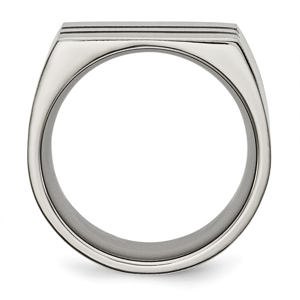 Titanium Brushed Black Enamel Stripes 10mm Band Size - 11.5
