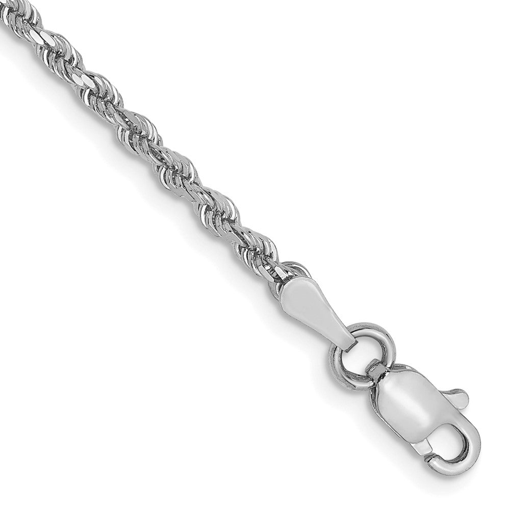 14K White Gold 2mm Diamond-Cut Rope Chain 8  inches