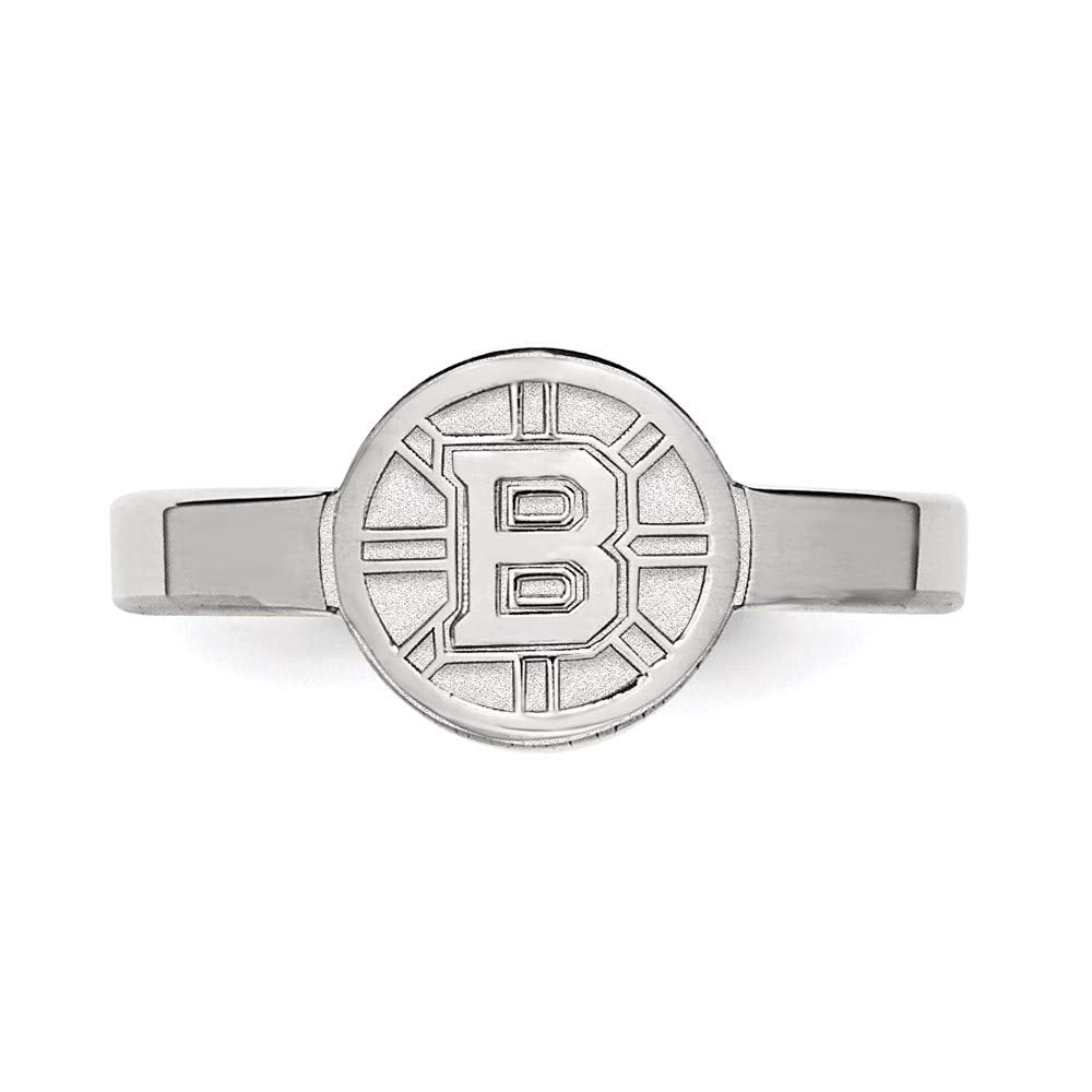 Sterling Silver Rhodium-plated NHL LogoArt Boston Bruins Toe Ring Q-SS026BRI