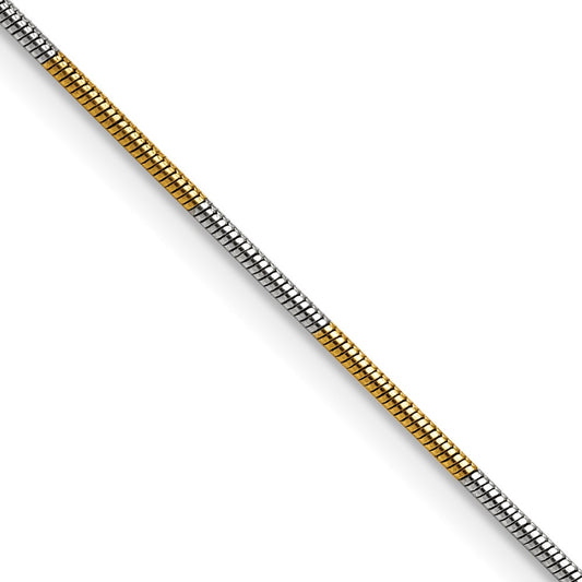 White & Yellow Rhodium over Brass 1.00mm Snake Chain