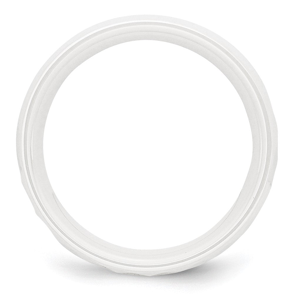 Ceramic White Faceted 8mm Polished Band Size - 9