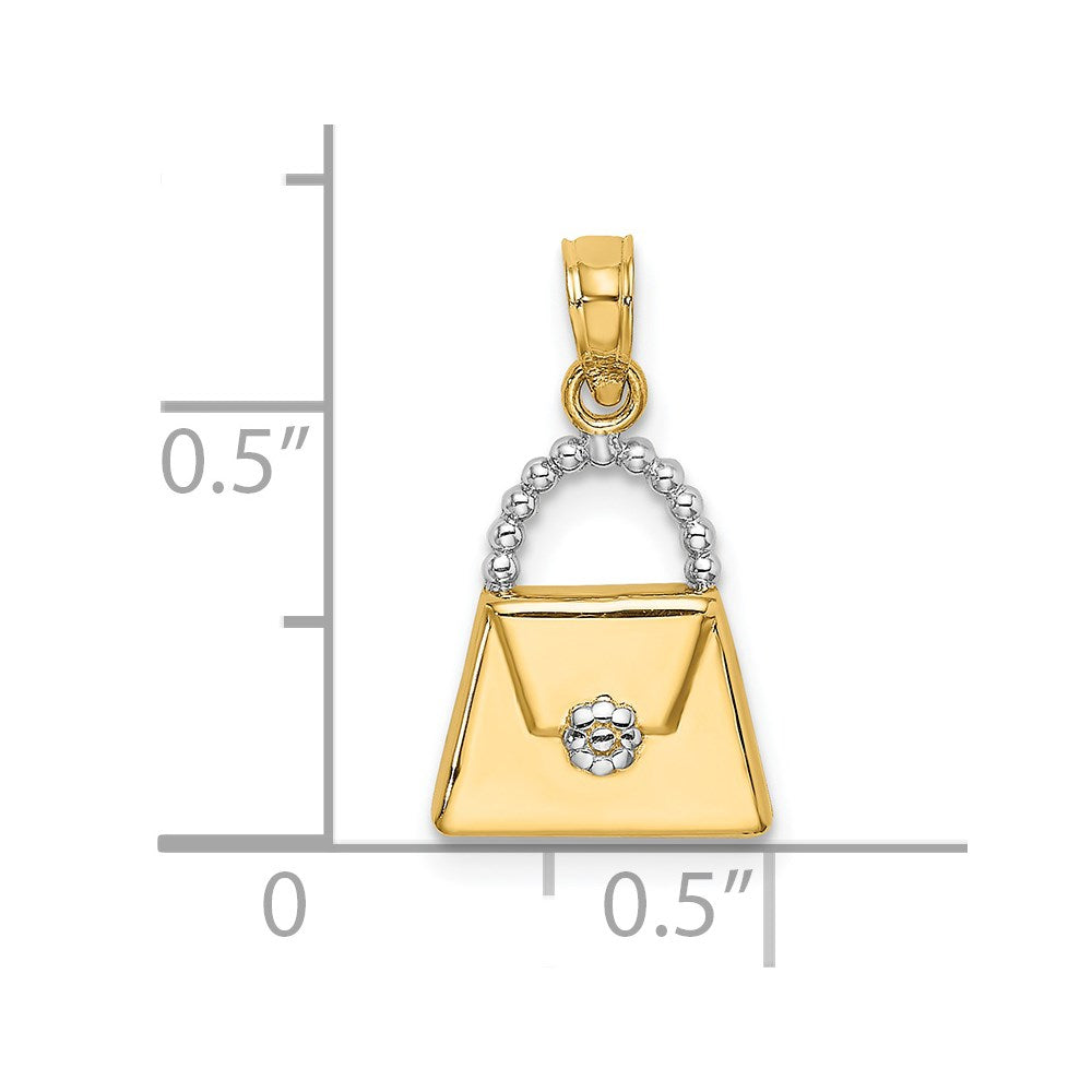 14K W/ Rhodium Purse Charm