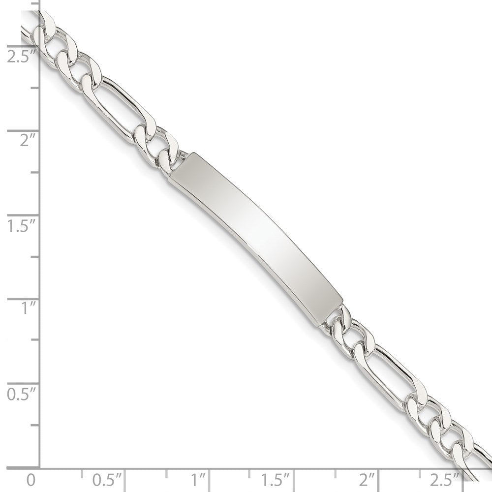 Sterling Silver 7inch Polished Engraveable Figaro Link ID Bracelet 7 inches
