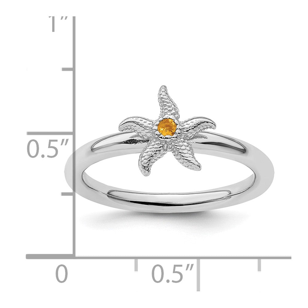 Sterling Silver Stackable Expressions Citrine Starfish Ring Size -8