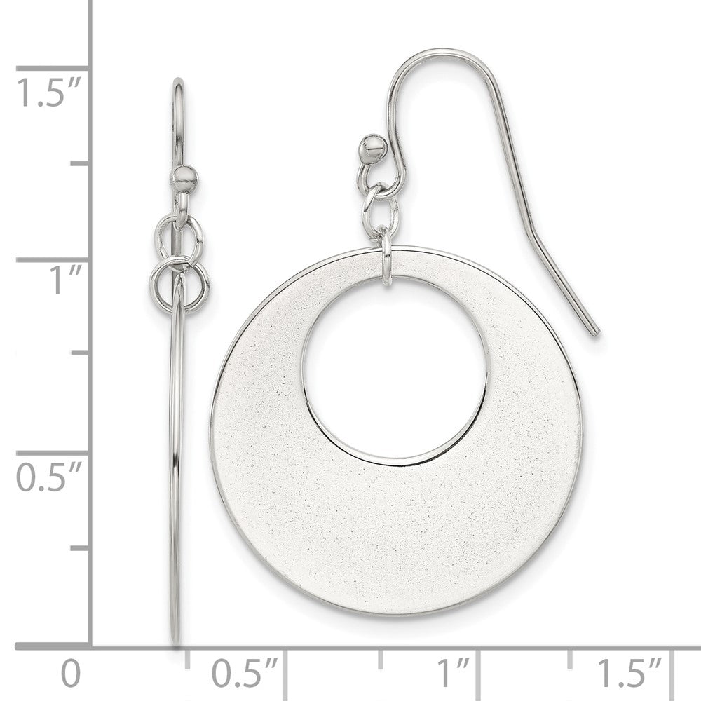 Stainless Steel Polished Circles Dangle Shepherd Hook Earrings