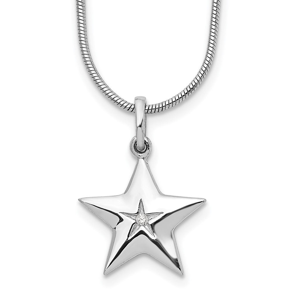 White Ice Sterling Silver Rhodium-plated 18 Inch Diamond Star Necklace with 2 Inch Extender 18 Inches