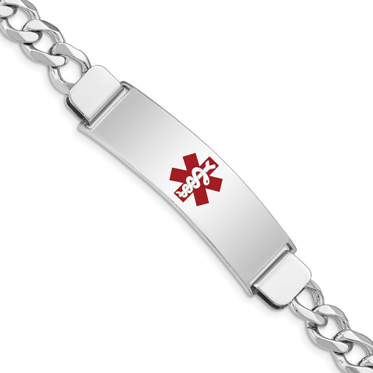 Sterling Silver Rhodium-plated Medical ID Curb Link Bracelet 7 inches