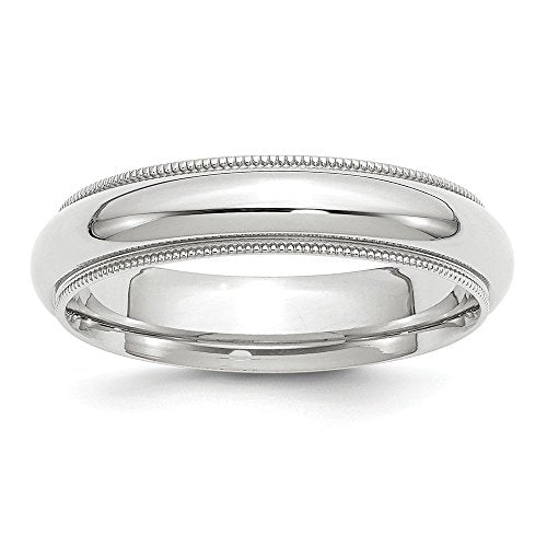 10k White Gold 5mm Milgrain Half Round Comfort Fit Wedding Band Size 7.5 1WMC050