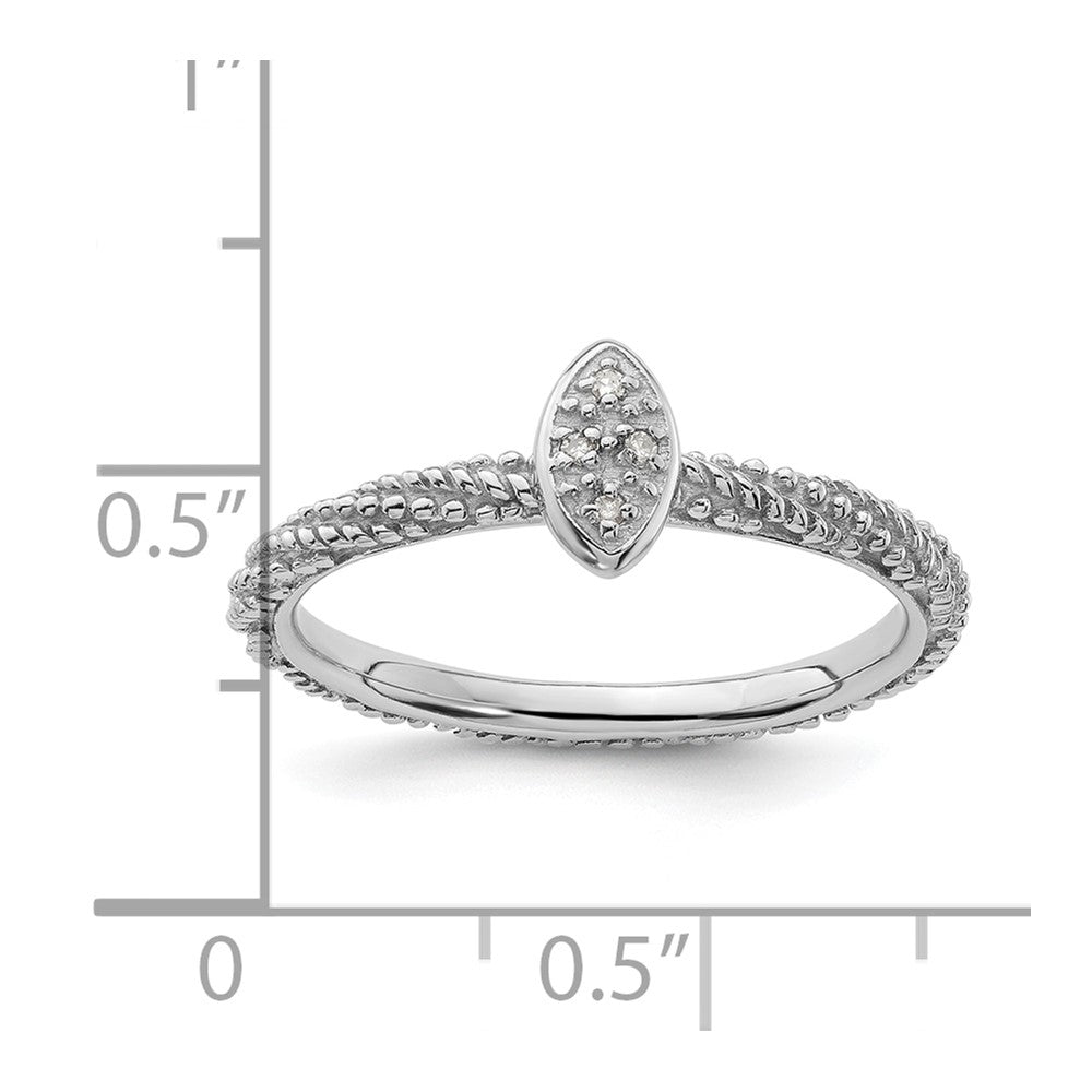 Sterling Silver Diamond Stackable Expressions Textured Ring Size -6
