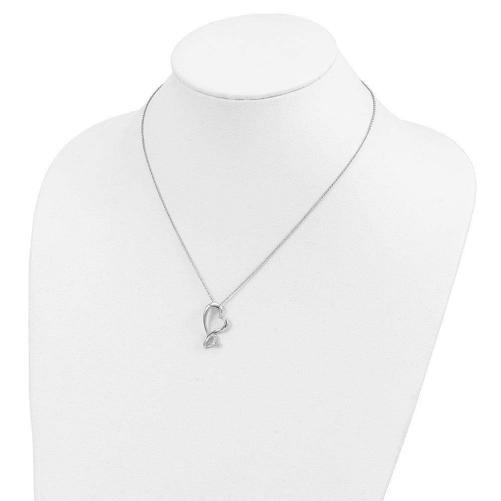Sentimental Expressions Sterling Silver Rhodium-plated CZ Protected Heart 18in Necklace 18 Inches