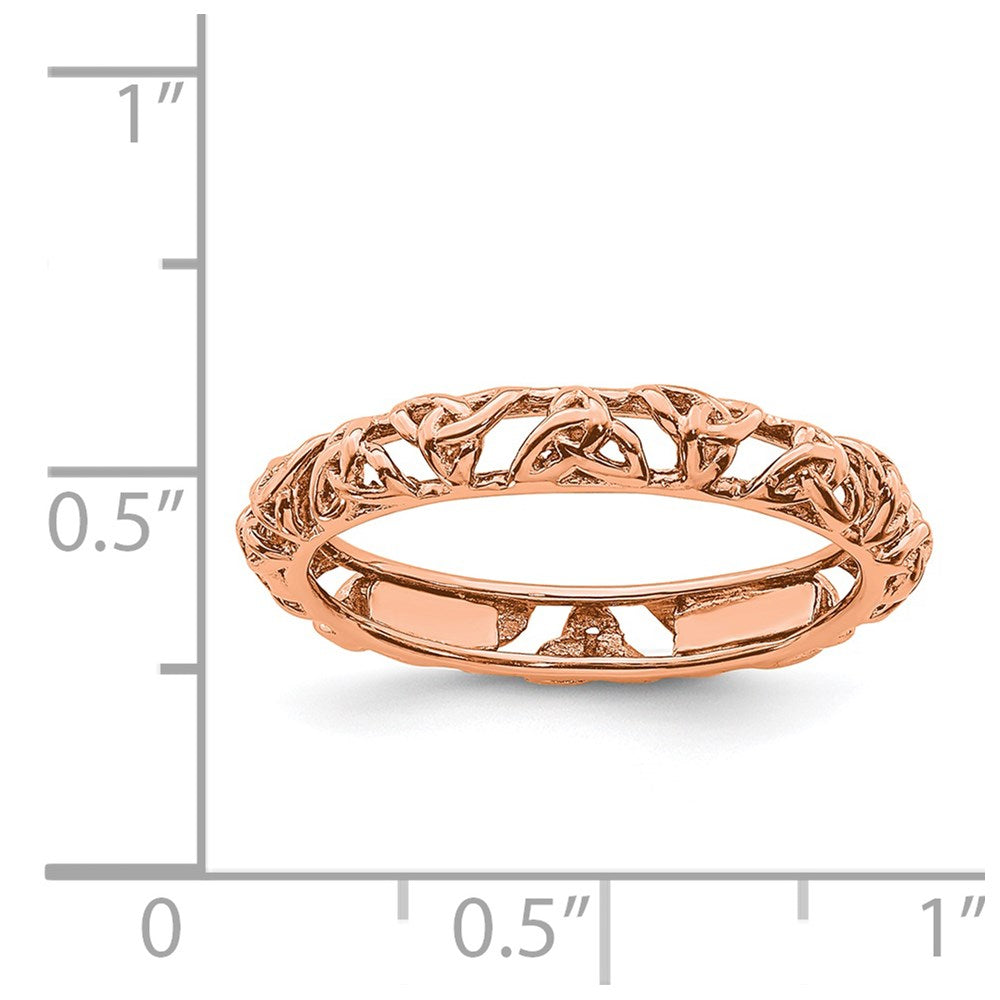 Sterling Silver Stackable Expressions Pink-plated Celtic Knot Ring Size -6