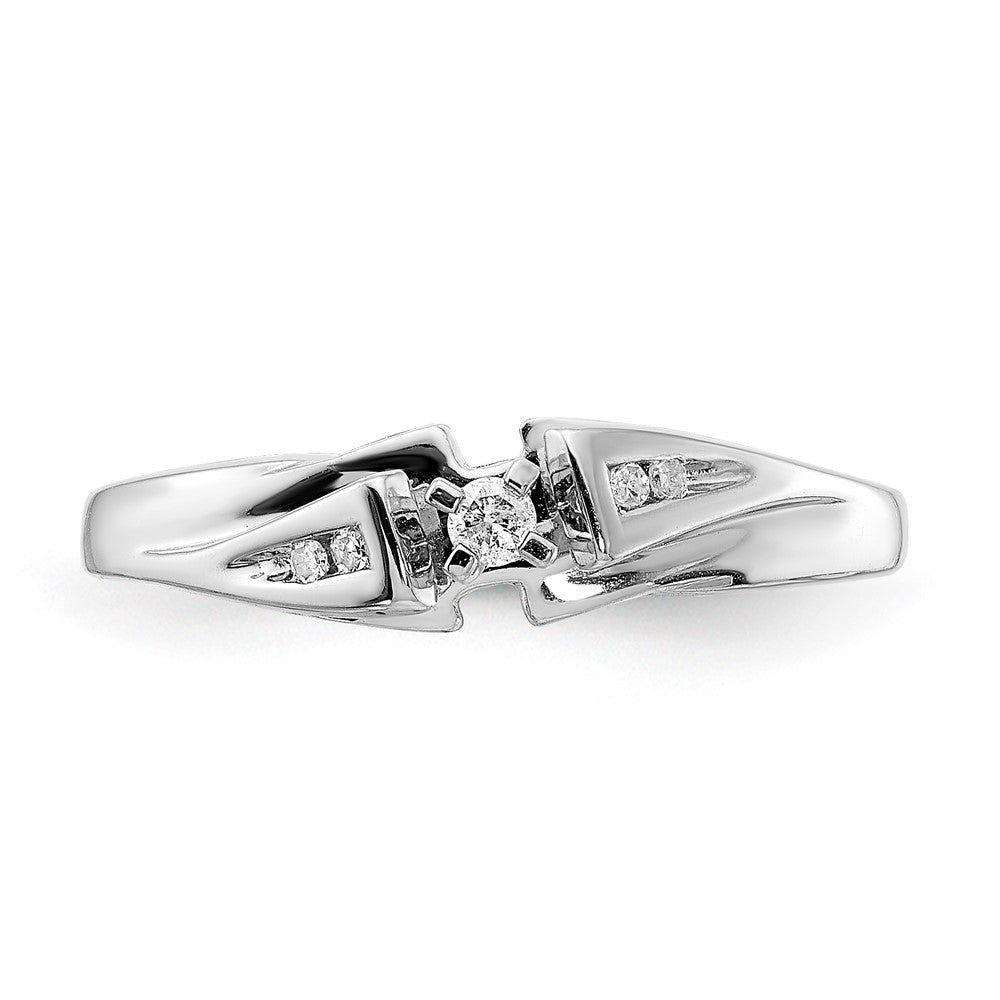 Sterling Silver Polished & Curved Diamond Promise Ring
