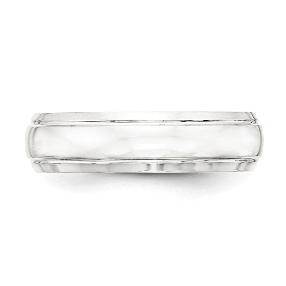 Sterling Silver 6mm Polished Domed with Grooved Beveled Edge Fancy Band Size 7.5