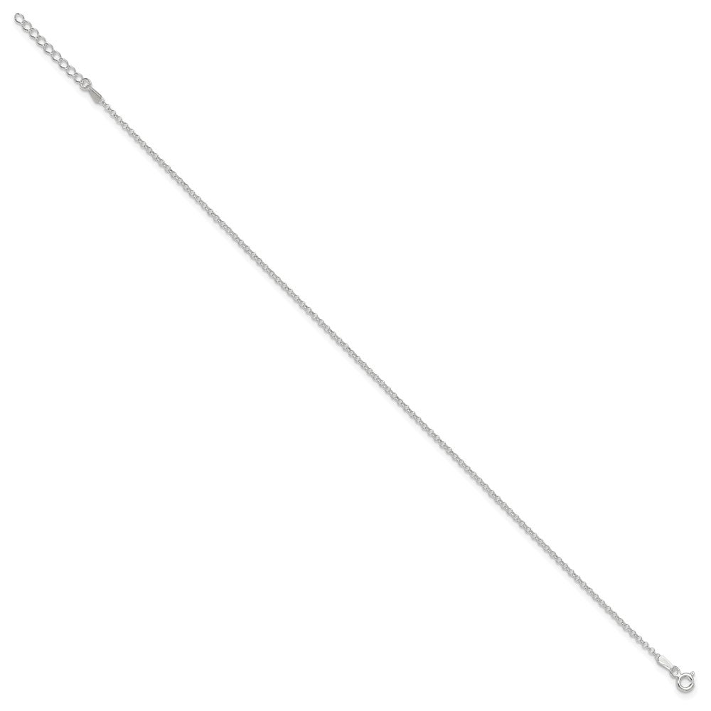 Sterling Silver 1.5mm Rolo 9in Plus 1in ext. Chain Anklet 9 inches