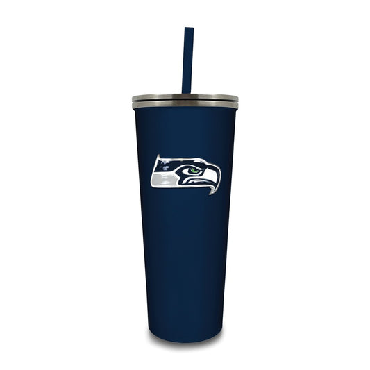 NFL Seattle Seahawks Stainless Steel 24 ounce Skinny Tumbler with Emblem and Straw