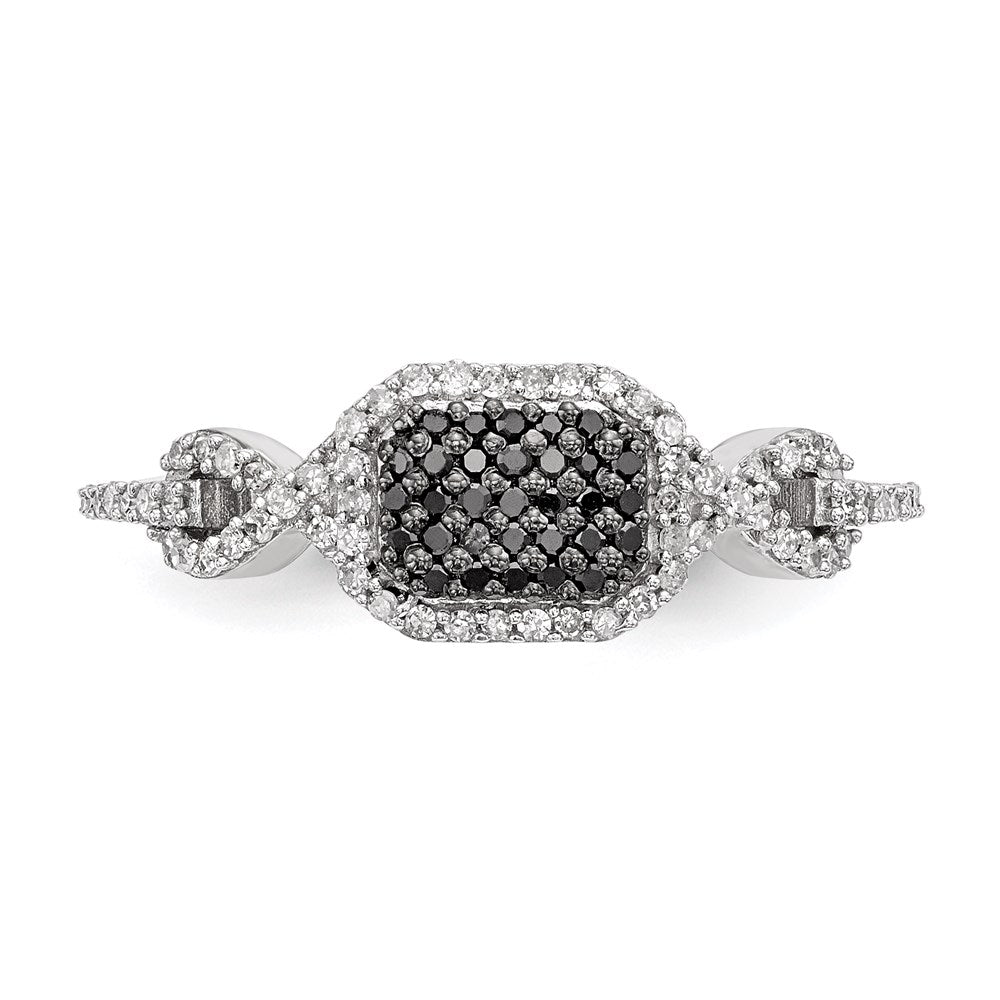 Sterling Silver Black and White Diamond Ring