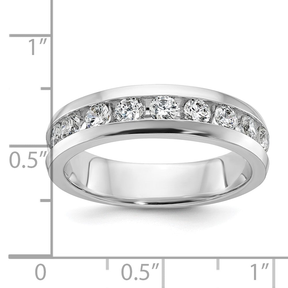 IBGoodman 14k White Gold Men's Polished 9-Stone 1 Carat AA Quality Diamond Ring