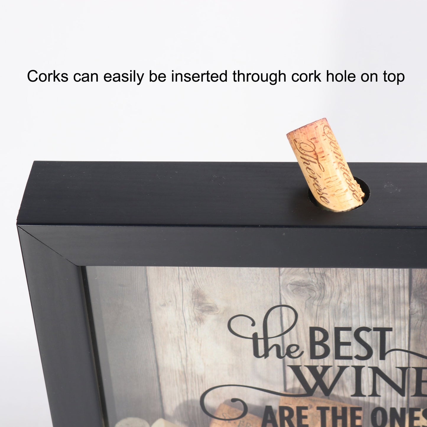 Lawrence Frames 10x10 Black Shadow Box Wine Cork Holder