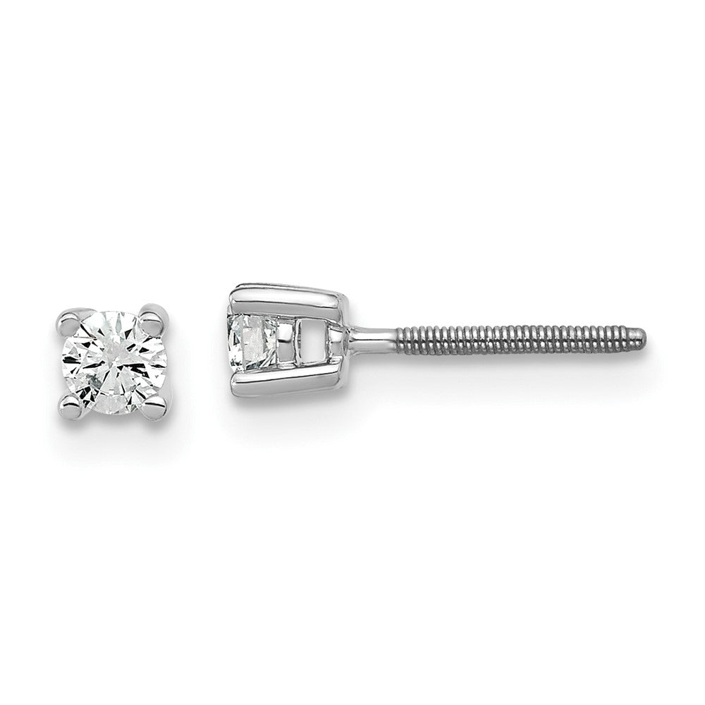 14k White Gold 1/5 ctw Lab Grown Diamond VS+ F+ Round 4 Prong Heavy Wt. Screwback Stud Earrings