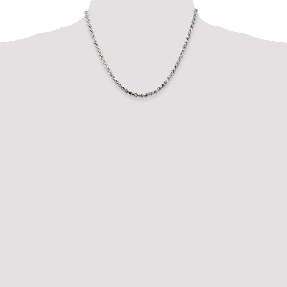 Sterling Silver 3.2mm Diamond-cut Rope Chain 18 Inches