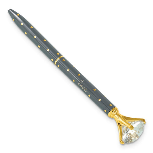 Metallic Grey and Gold Dot Love Refillable Gem Pen