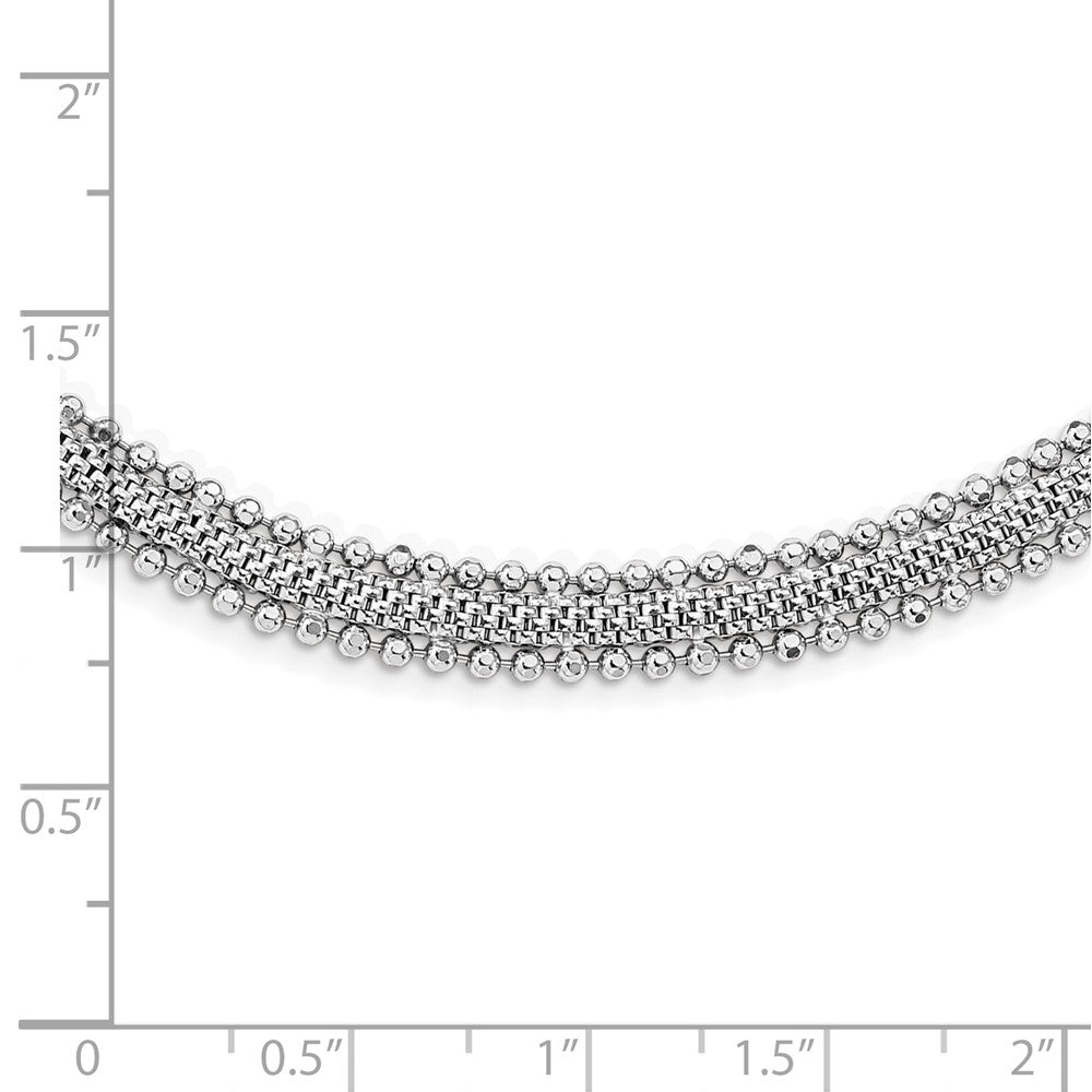 Sterling Silver Rhodium-plated Polished Beaded Necklace