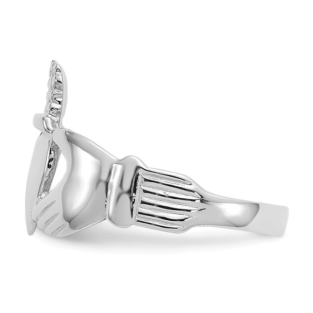 14k White Gold Ladies Claddagh Ring Size 5.5