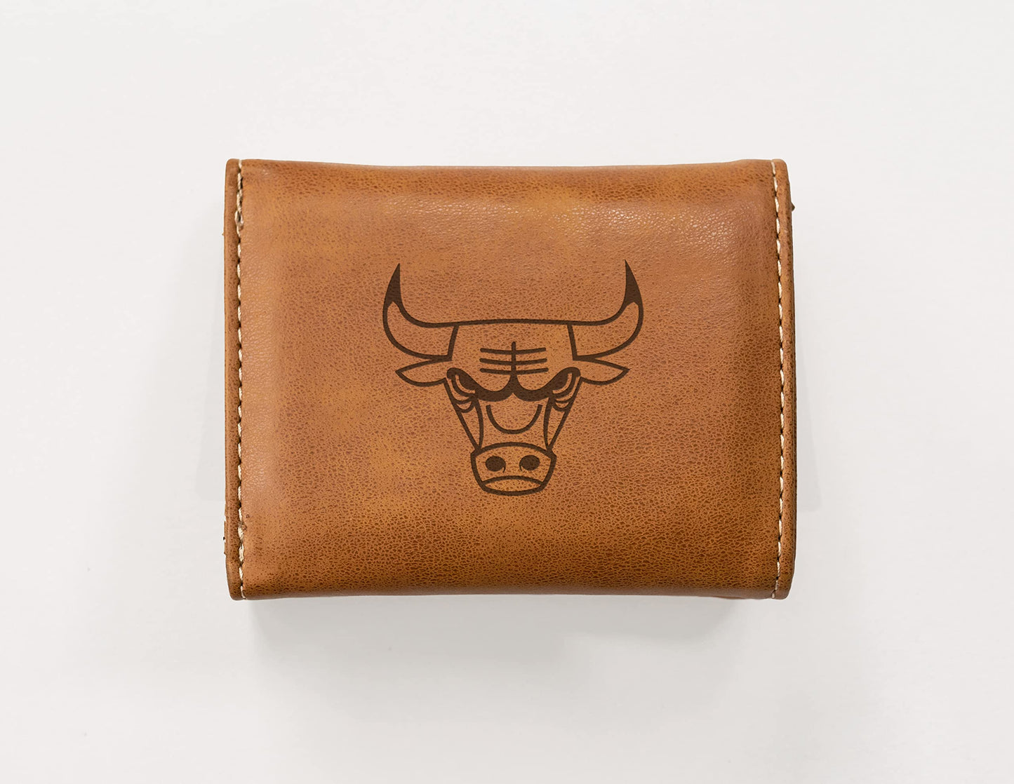Basketball Rico Industries Chicago  Brown Laser Engraved Trifold Laser Engraved Tri-Fold Wallet - Men's Accessory