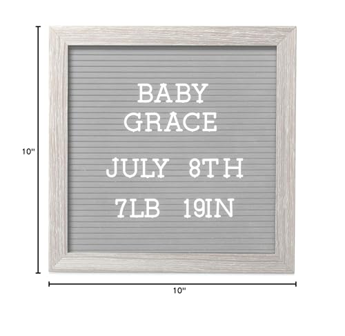 Pearhead 10" x 10" Letterboard, Rustic Nursery, Message Board, Milestone or Baby Announcement Sign, Light Gray