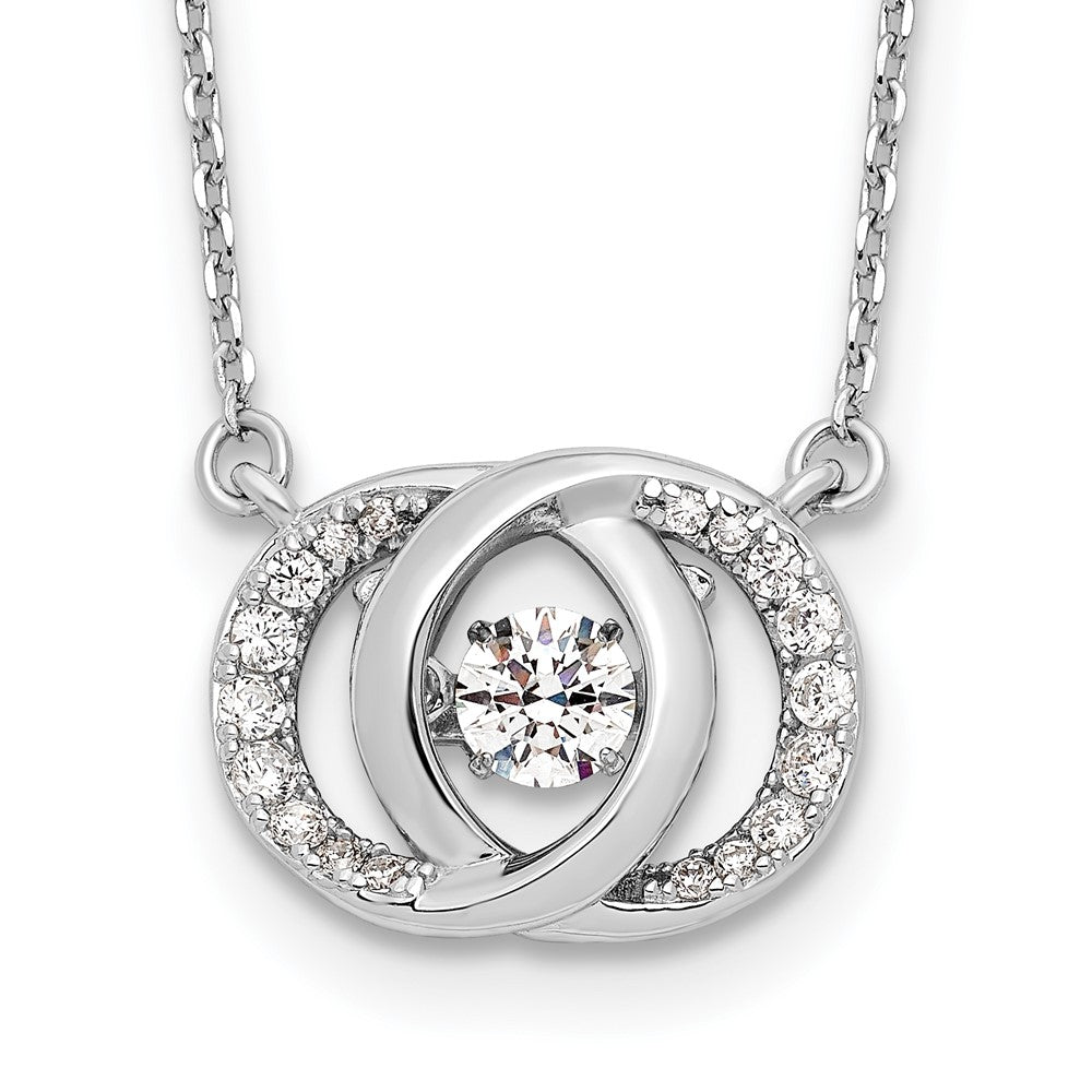 Sterling Silver Platinum-plate CZ w/two 1in ext. Necklace 15.5 Inches