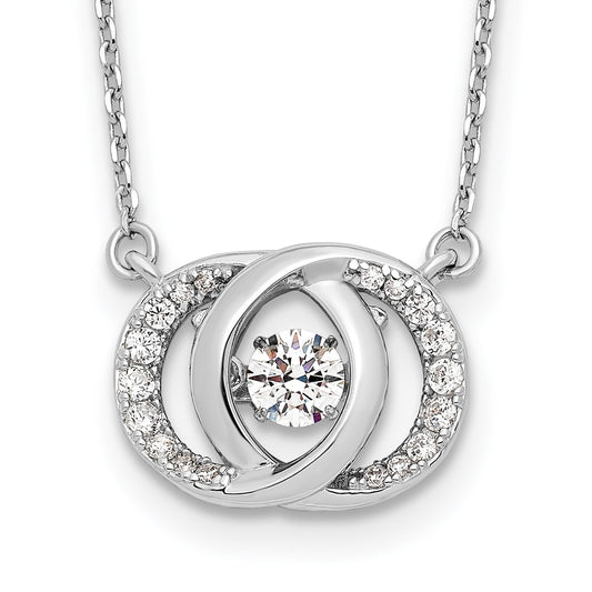 Sterling Silver Platinum-plate CZ w/two 1in ext. Necklace 15.5 Inches